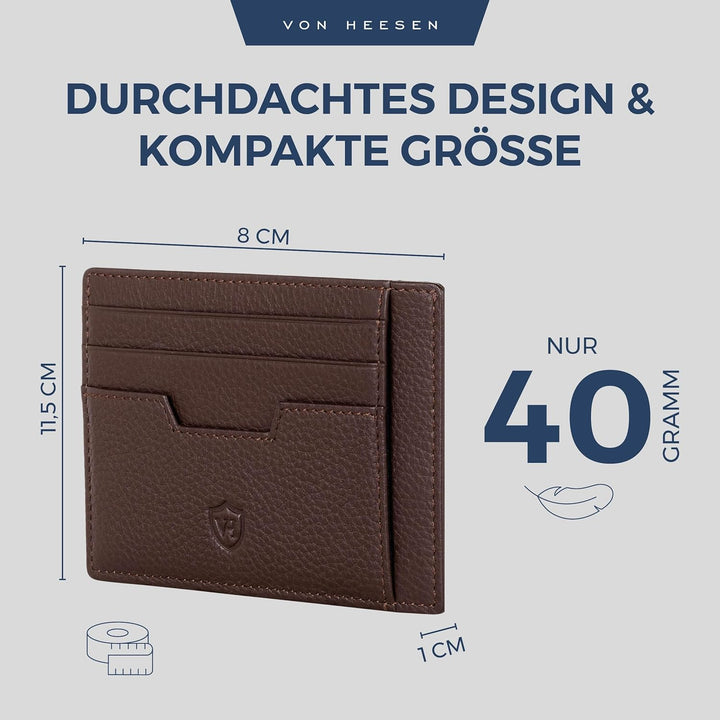 VON HEESEN® Echtleder RFID Kartenetui aus Nappa-Leder - 9 Fächer - Querformat Kreditkartenetui für D