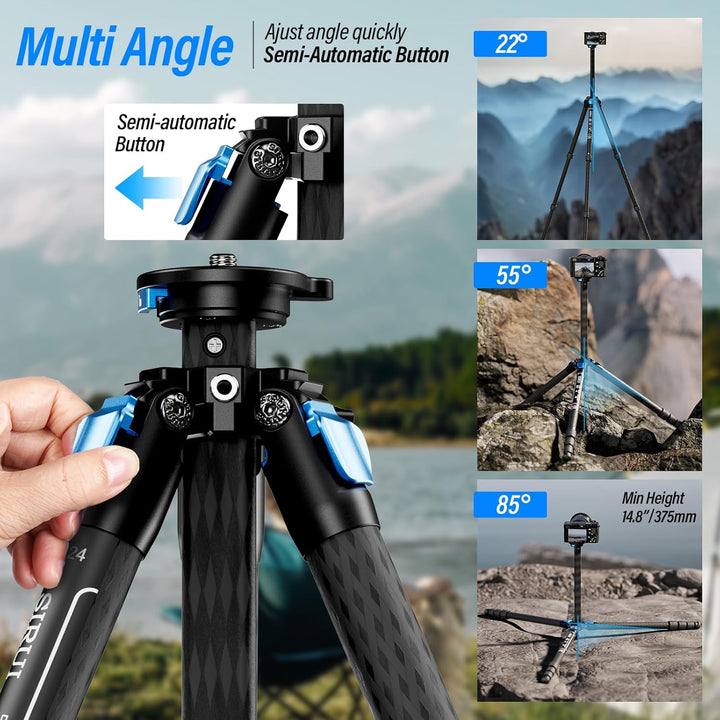 SIRUI AM124 Stativ Carbon Kamera mit dreieckiger Mittelsäule, leichtes Reisestativ Dreibein-Stative