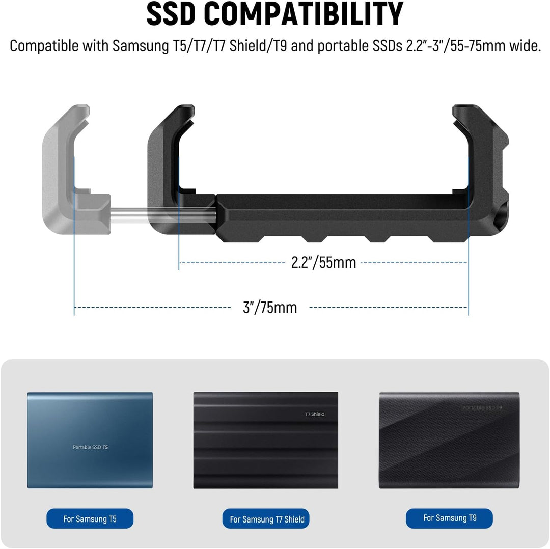 NEEWER T5 T7 T9 SSD Halterung für iPhone 15 Pro Max Handykäfig PA023 PA024, 2,2"-3"/55-75mm SSD Klem