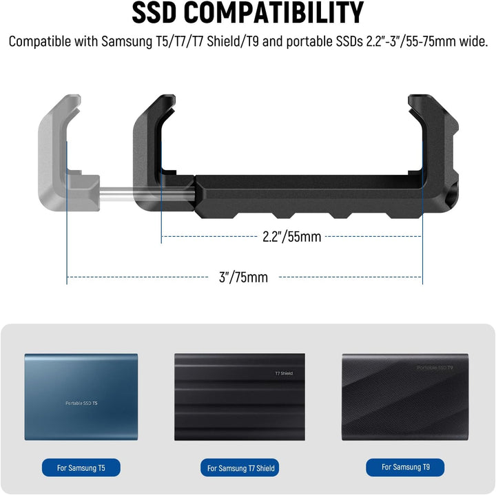 NEEWER T5 T7 T9 SSD Halterung für iPhone 15 Pro Max Handykäfig PA023 PA024, 2,2"-3"/55-75mm SSD Klem