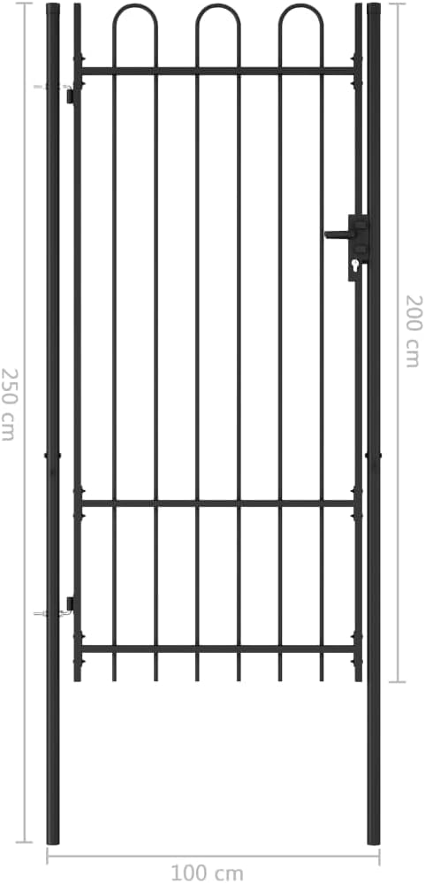 100x250 cm Schwarz Zauntor GartentüR Gartentor Gartenzaun Doppelstabmattenzaun Gartenzaun Komplettse