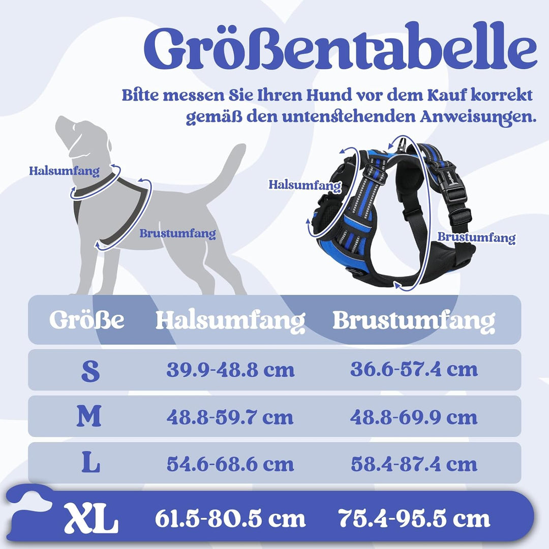 rabbitgoo Hundegeschirr Grosse Hunde, Verstellbare Geschirr Hund ohne Zug & Würgen, Anti Zug Hundege