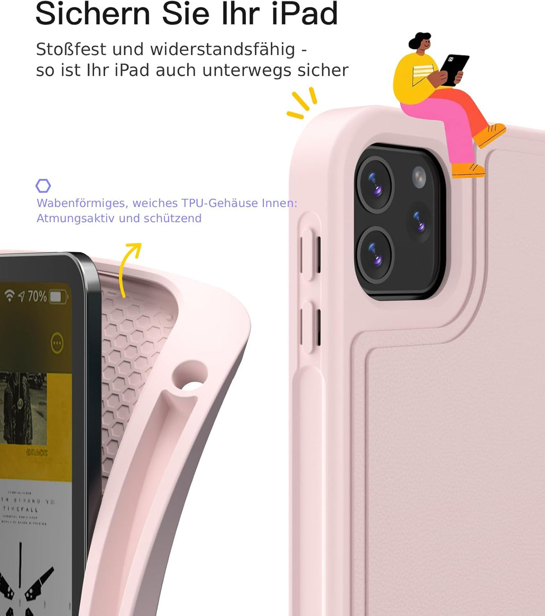 Inateck iPad 10 Generation Hülle mit Tastatur, für iPad 11 Gen. A16 2025 11 Zoll, Air 11 Zoll M3/M2