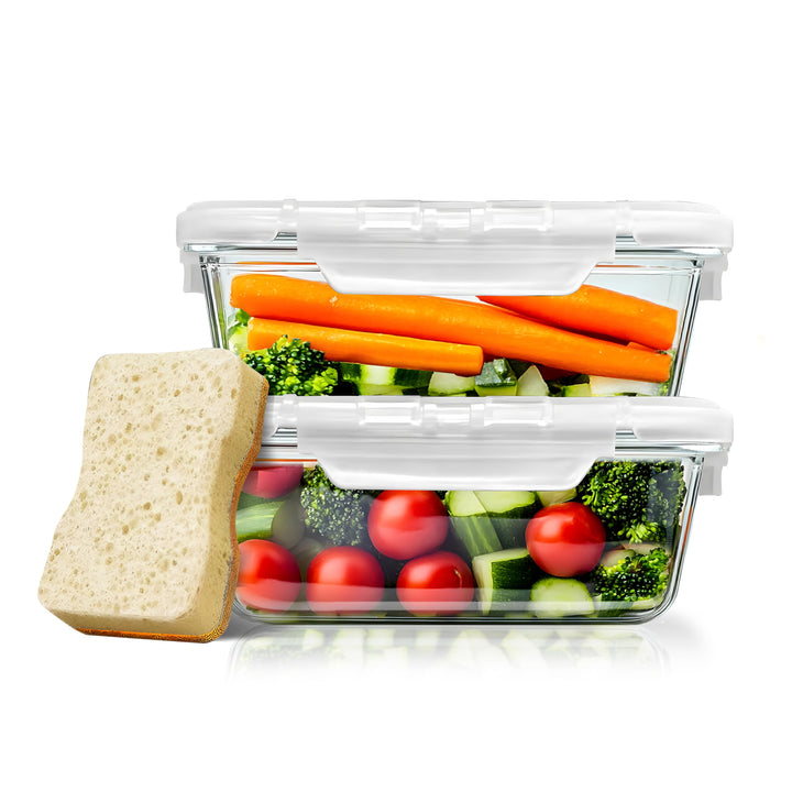 2er Set Meal Prep Boxen 1040ml – Vorratsbehälter mit Deckel, luftdicht, mikrowellengeeignet und spül