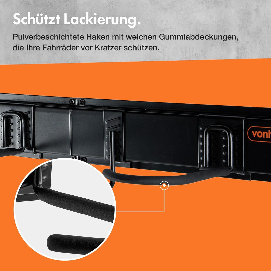 VonHaus Fahrrad Wandhalterung Set für 3 Fahrräder und 3 Helme – Platzsparende, vertikale Fahrradhalt