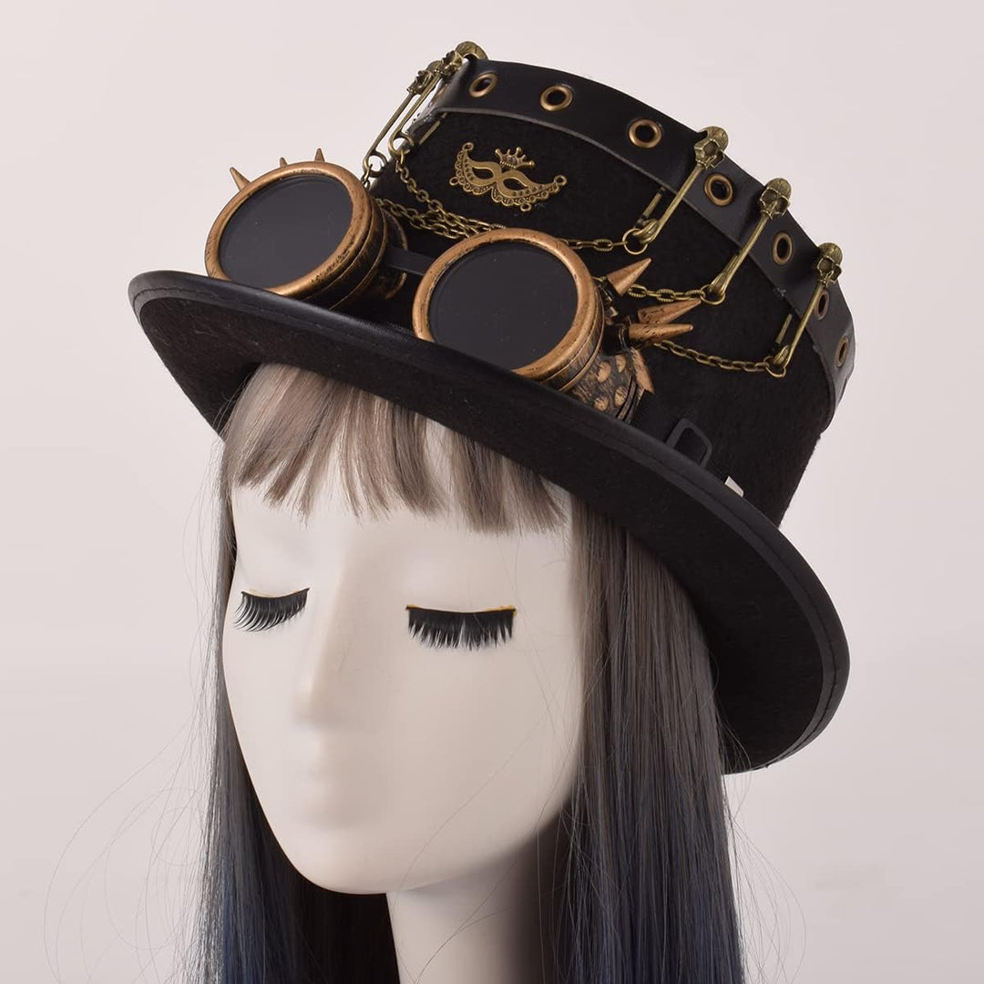 GRACEART Damen Tierohren Steampunk Hut mit Brille Bronze, Style-15, L L Style-15, L Style-15