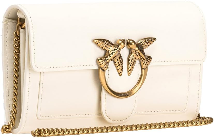 Pinko Damen Love ONE Wallet Liebe EINE GELDBÖRSE C Vitello, Z14Q_Bianco SETA-Antique Gold