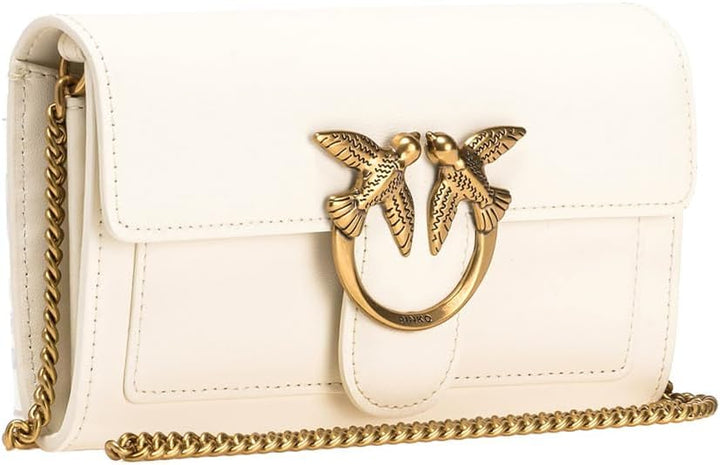 Pinko Damen Love ONE Wallet Liebe EINE GELDBÖRSE C Vitello, Z14Q_Bianco SETA-Antique Gold