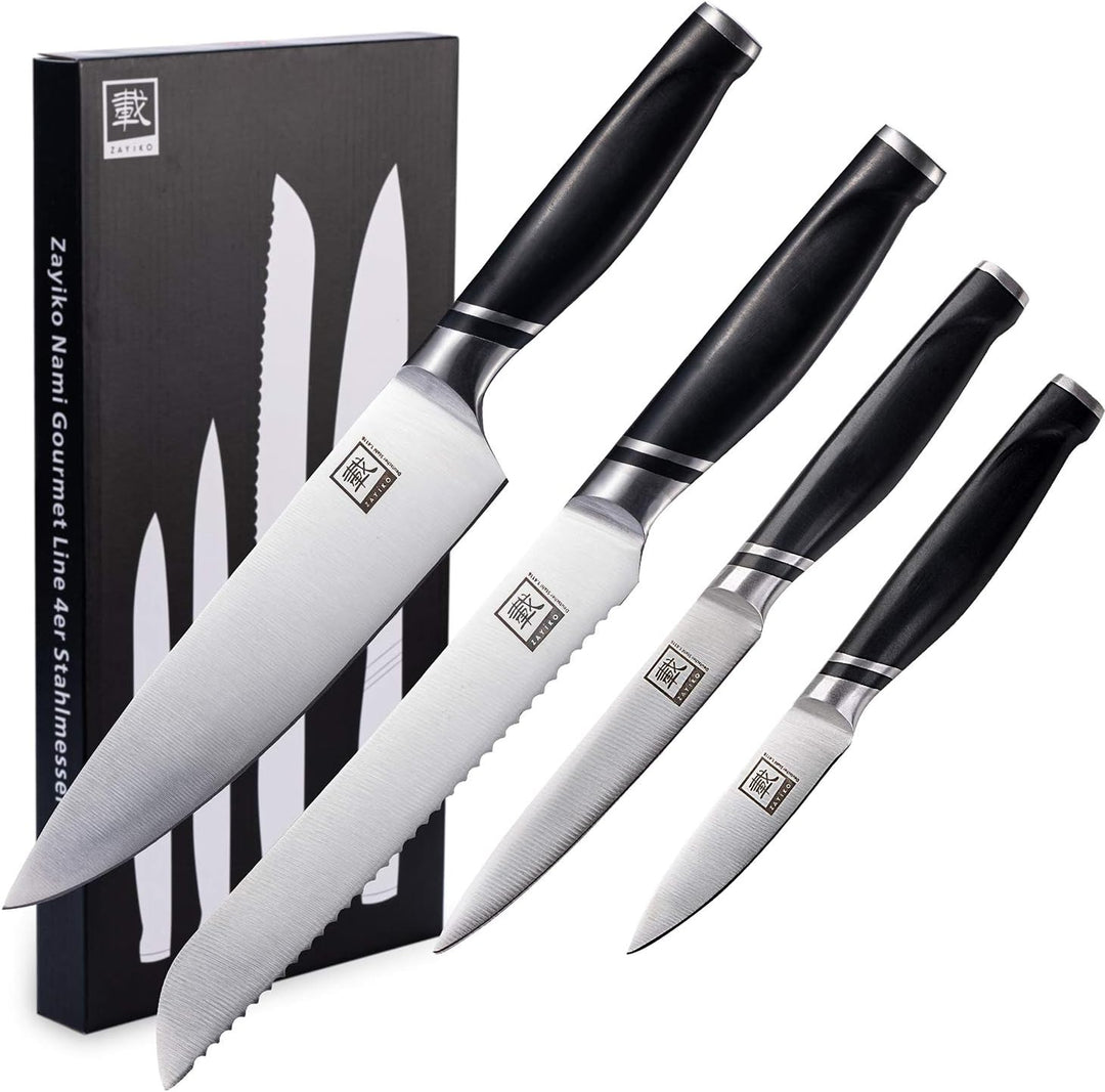zayiko NAMI Messerset, 4-teilig, Chef- &amp; Brotmesser aus deutschem Edelstahl 4er Set, 4er Set