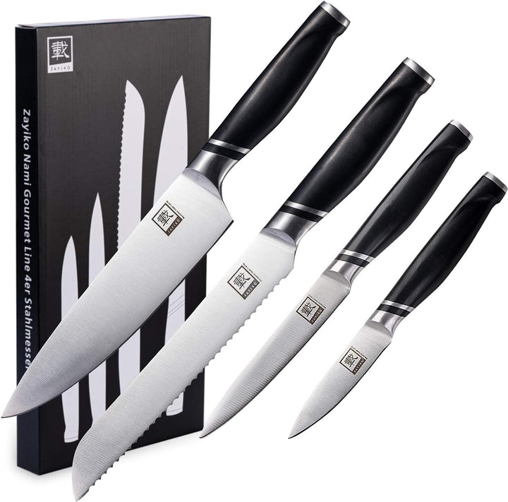 zayiko NAMI Messerset, 4-teilig, Chef- &amp; Brotmesser aus deutschem Edelstahl 4er Set, 4er Set