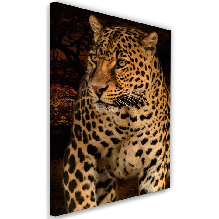 Feeby Bild auf Leinwand Tier Wild Leopard Kunstdruck modern abstrakt Orange 60x90 cm Leinwandbild 60