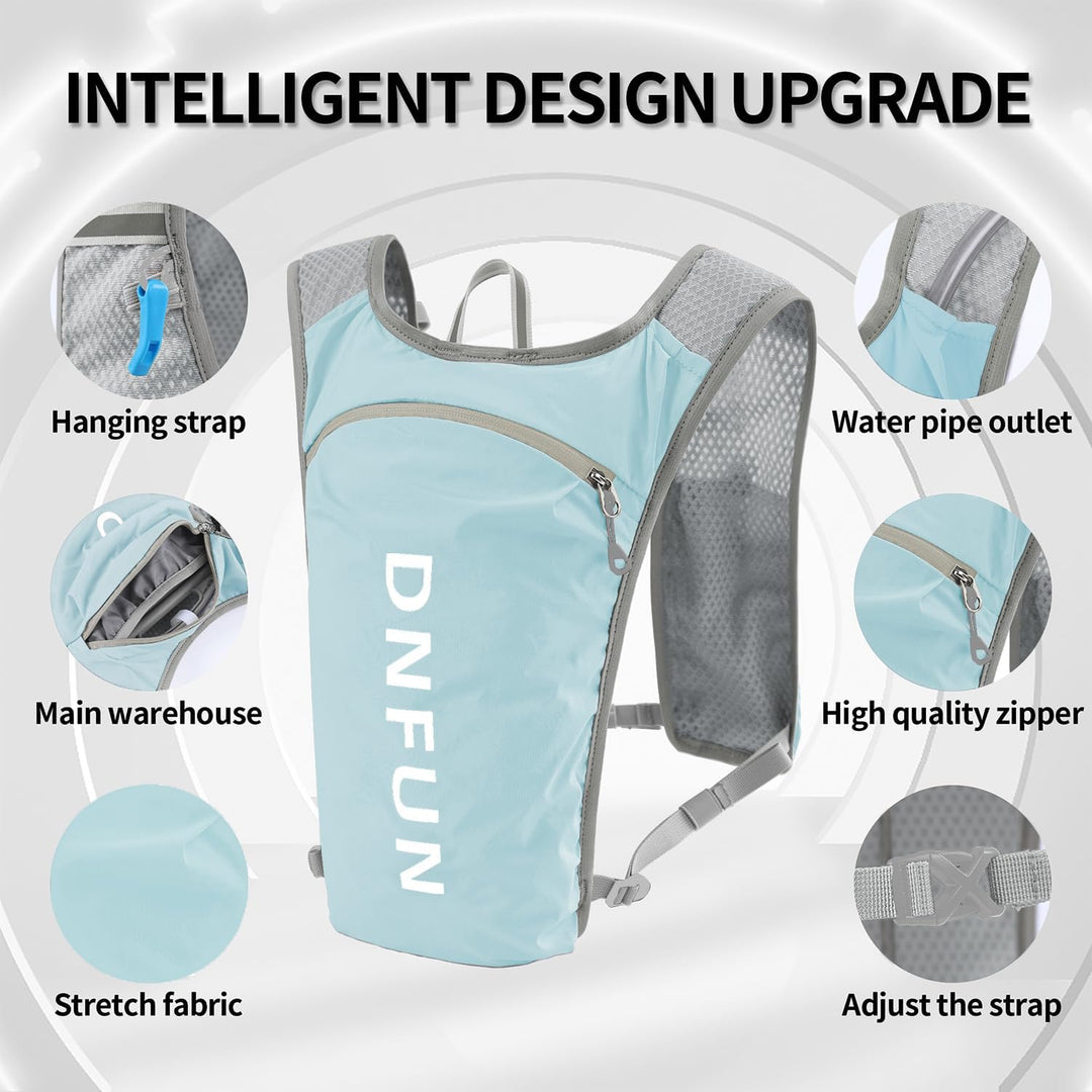 DNFUN Laufweste Damen Herren,verstellbare Trinkweste mit 1.5L Trinkflasche,5L Running Vest Trinkruck
