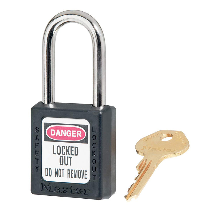 Master Lock ML410BLK 410BLK Lockout Tagout Sicherheitsvorhängeschloss, schwarz, 9,2 x 4,8 x 2,7 cm,