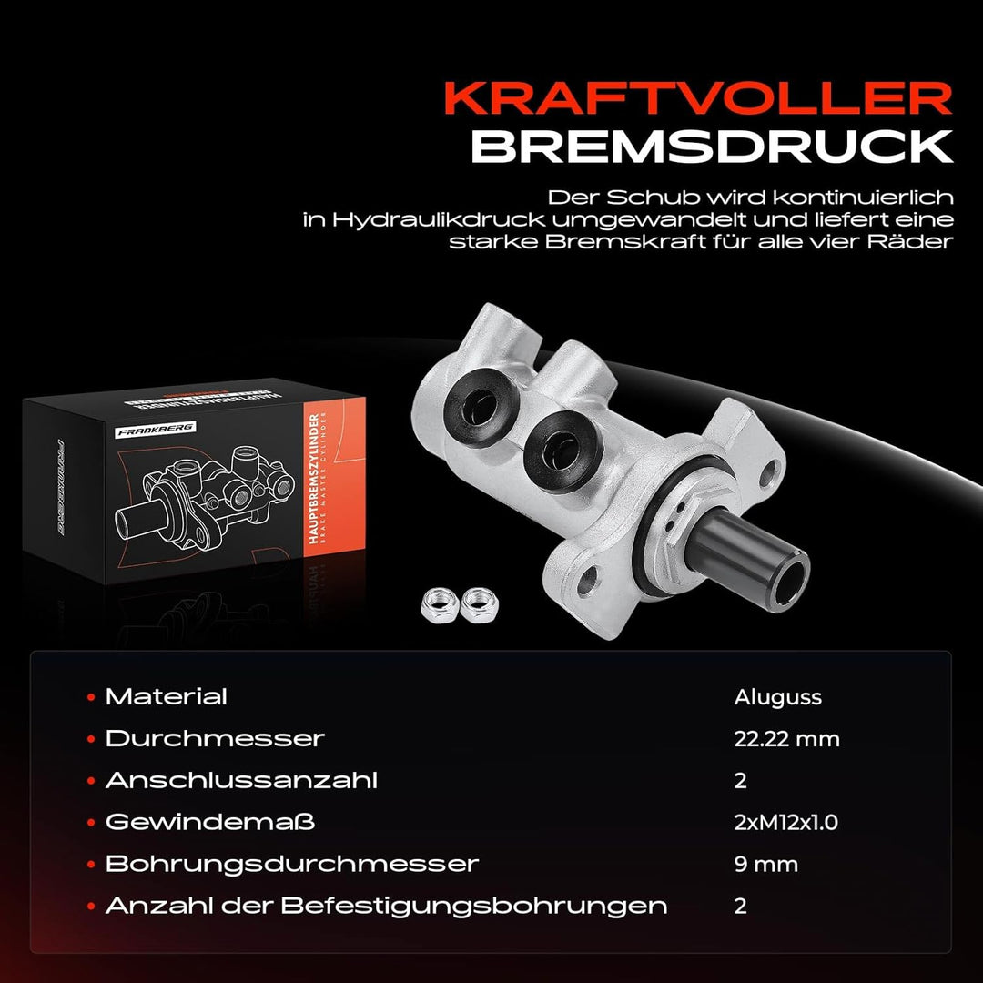 Frankberg Hauptbremszylinder Bremszylinder Kompatibel mit 147 937 1.6L-3.2L 2001-2010 156 932 1.9L 2