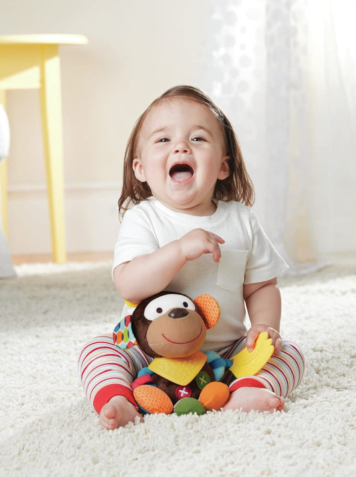 Skip Hop Bandana Buddies Aktivitätsspielzeug, Plüschtier für Babys und Kinder, mehrfarbig, Affe Monk