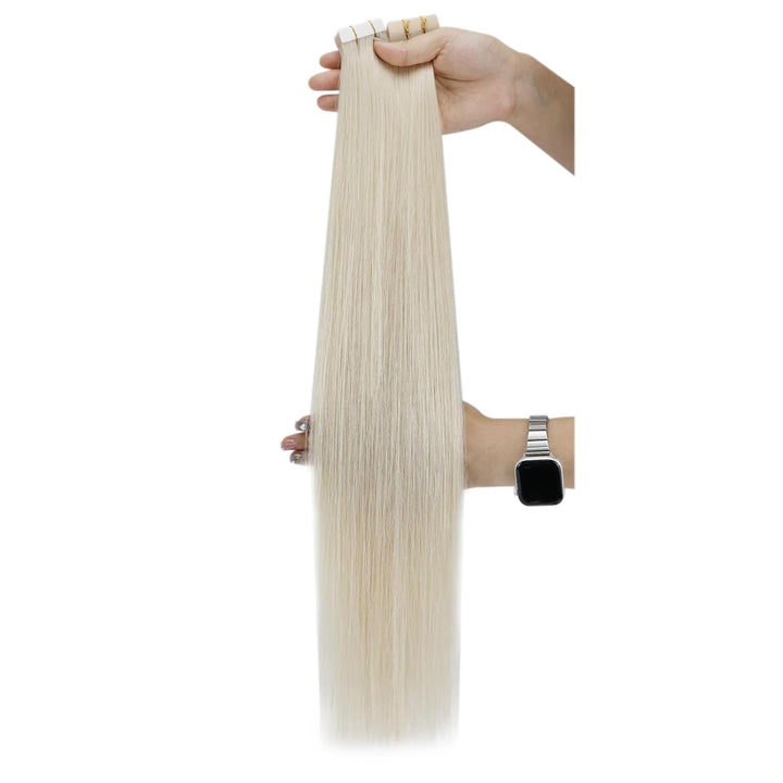 Ugeat Tape Extensions Echthaar 30cm Kurz Weissblond Tape in Extensions Doppelseitig Unsichtbar Tape