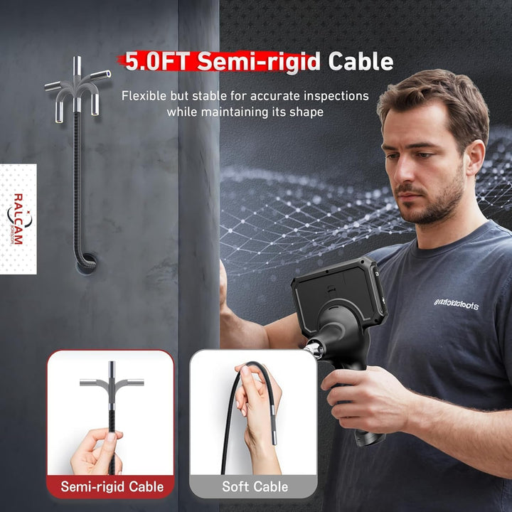 Ralcam Endoskopkamera 6,2mm Endoscope Camera - Endoskop 360° Inspektionskamera mit Licht 5,0" HD 128