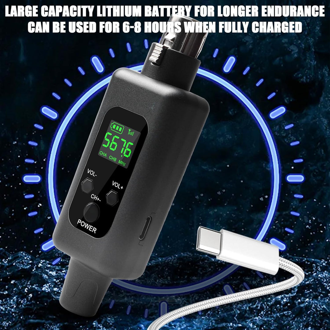 XLR Mikrofon Sender Empfänger, 2.4G Kabelloses Funkmikrofon-Adapter 1 zu 1 Kabelloses Mikrofon für d