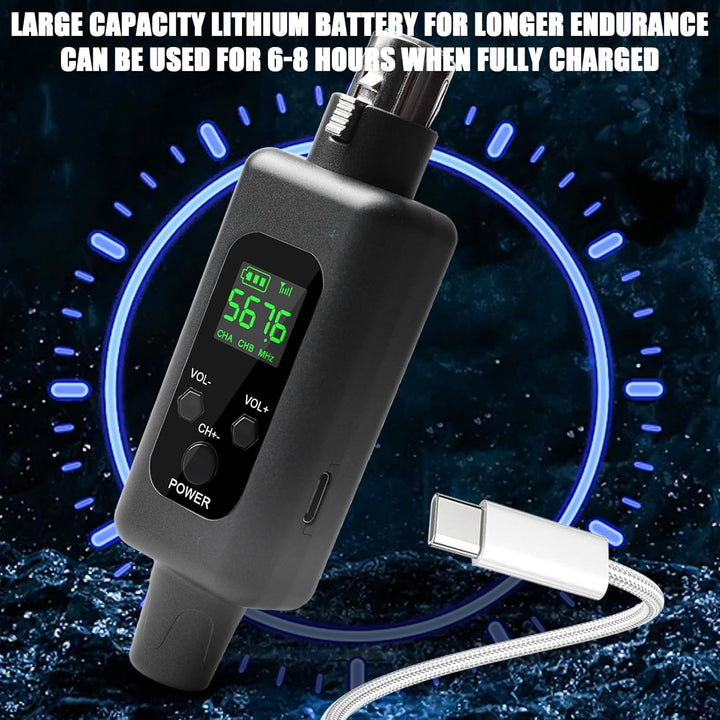 XLR Mikrofon Sender Empfänger, 2.4G Kabelloses Funkmikrofon-Adapter 1 zu 1 Kabelloses Mikrofon für d
