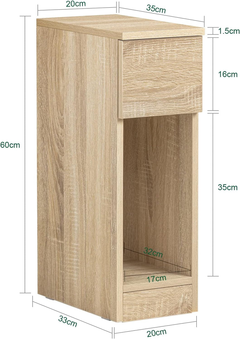 SoBuy FBT111-N Nachttisch mit Schublade für Boxspringbett Sofatisch Beistelltisch schmal Telefontisc