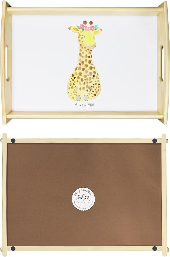 Mr. & Mrs. Panda Tablett Giraffe Blumenkranz - Geschenk, Wildtiere, Abenteurer, Freundin, Küchentabl