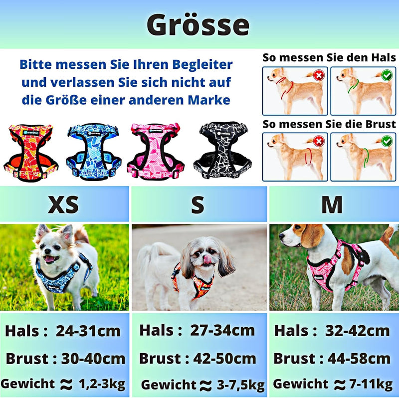 Hundegeschirr für kleine Hunde Welpen und Katzen (3-7,5 kg) Brustgeschirr ohne Zug Gepolstert Atmung