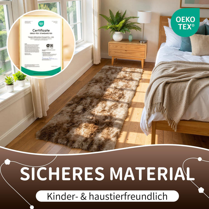 VOFUSHON Wohnzimmer Hochflor Teppich,Shaggy Flur Läufer Teppich Modern Flauschiger Weich Bunte Batik