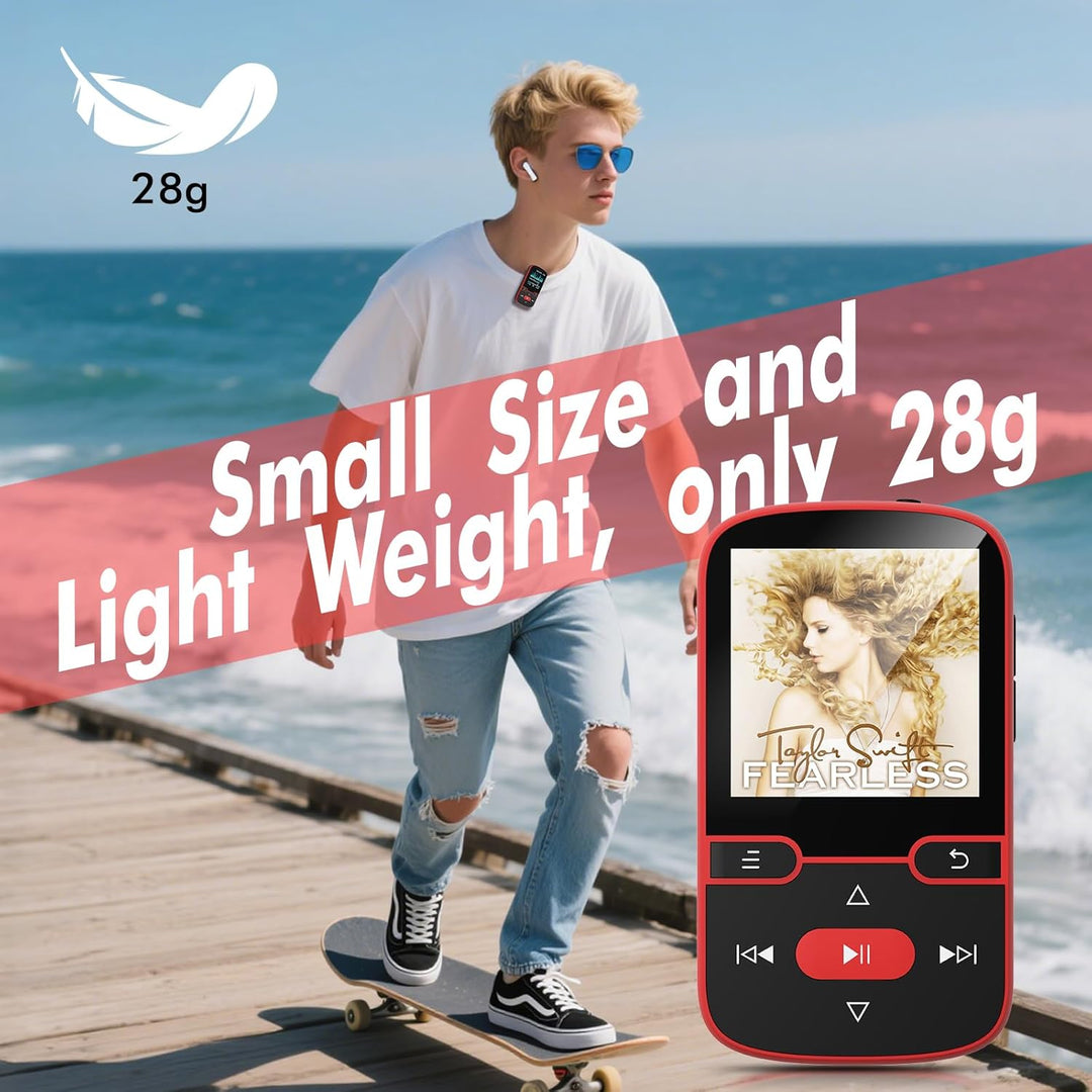 64GB mp3 Player Bluetooth 5.3 mit Clip,Music MP3-Player Kinder HiFi-Sport-Musikplayer, 1,5 Zoll MP3-