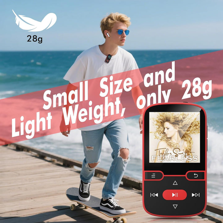 64GB mp3 Player Bluetooth 5.3 mit Clip,Music MP3-Player Kinder HiFi-Sport-Musikplayer, 1,5 Zoll MP3-