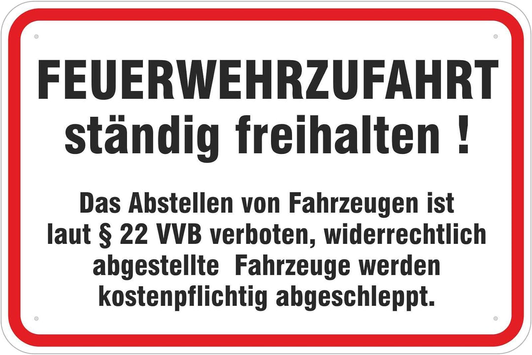 Schild Feuerwehrzufahrt aus Aluminium-Verbundmaterial 3mm stark 40 x 60 cm Achtung Feuerwehrausfahrt