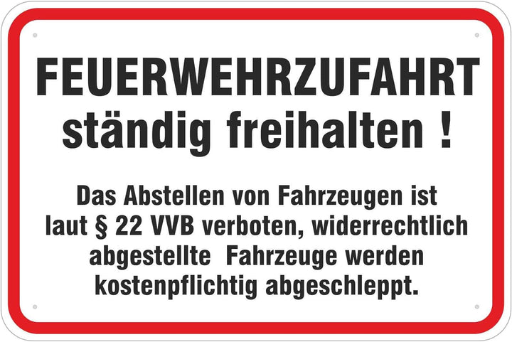 Schild Feuerwehrzufahrt aus Aluminium-Verbundmaterial 3mm stark 40 x 60 cm Achtung Feuerwehrausfahrt