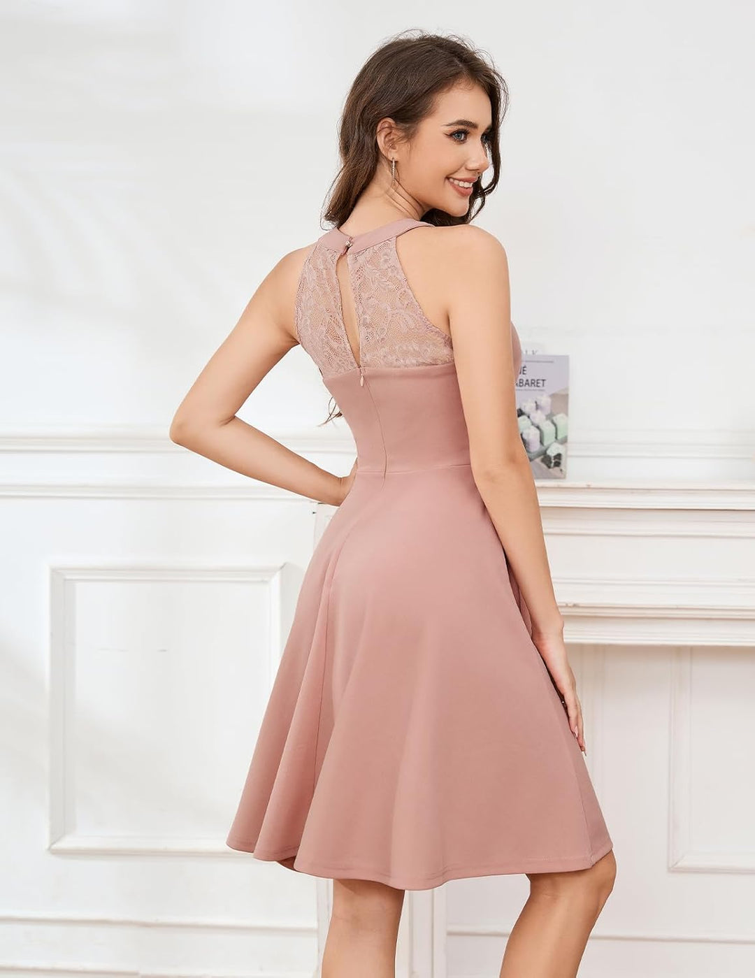 Bbonlinedress Abendkleider elegant für Hochzeit gast festliches Kleid Damen Neckholder Konfirmations