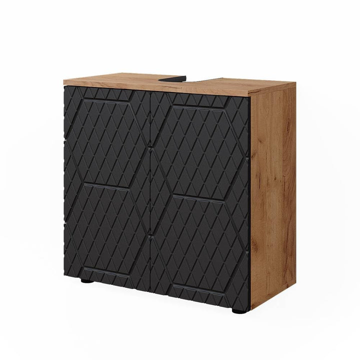 Vicco Waschbeckenunterschrank Irma, Anthrazit mit Wabenstruktur, 60 x 59 cm | mit Siphonaussparung u