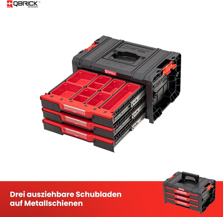Qbrick System Werkzeugkoffer Werkzeugkasten Leer Werkzeugkiste PRO Drawer 3 Toolbox 2.0 Expert Schwa