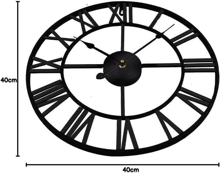 Timelike Atemberaubende, leise Skelett-Wanduhr für Innen- und Garten, römische Ziffern, offenes Ziff