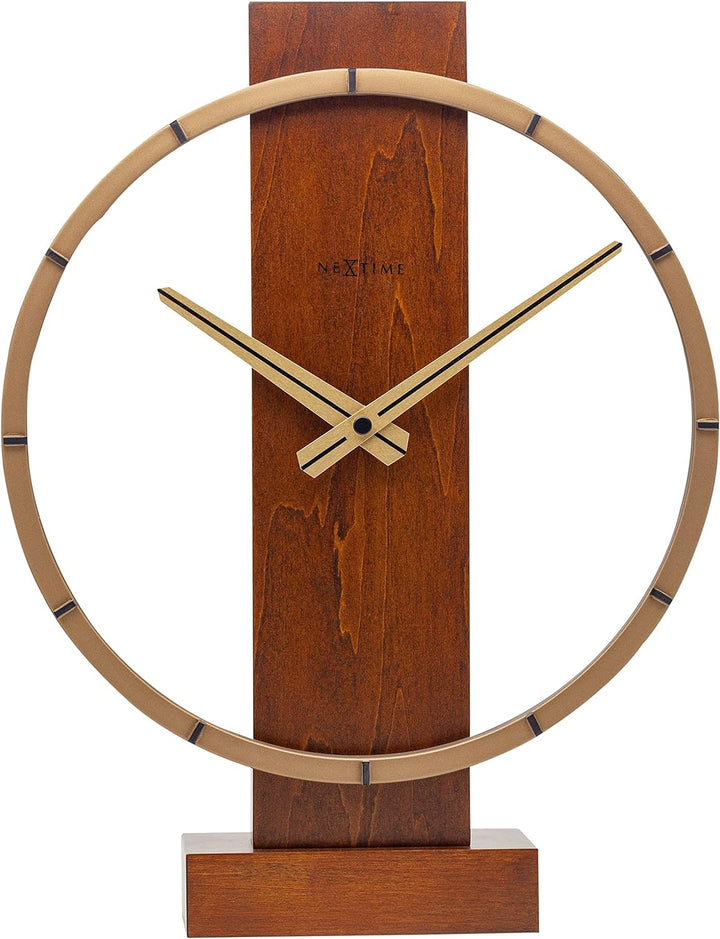 Carl Table / Wall clock - 34 x 27 cm - Wood/Steel - Brown - 'Carl Small'