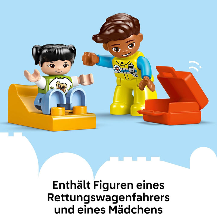 LEGO DUPLO Rettungswagen mit Fahrer, Lernspielzeug für fantasievolle Kleinkinder ab 2 Jahren, Rollen