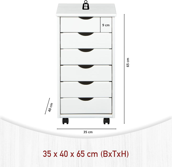 Inter Link – Rollcontainer – Rollcontainer mit 6 Schubladen – Bürocontainer - Rollschrank – Rollwage
