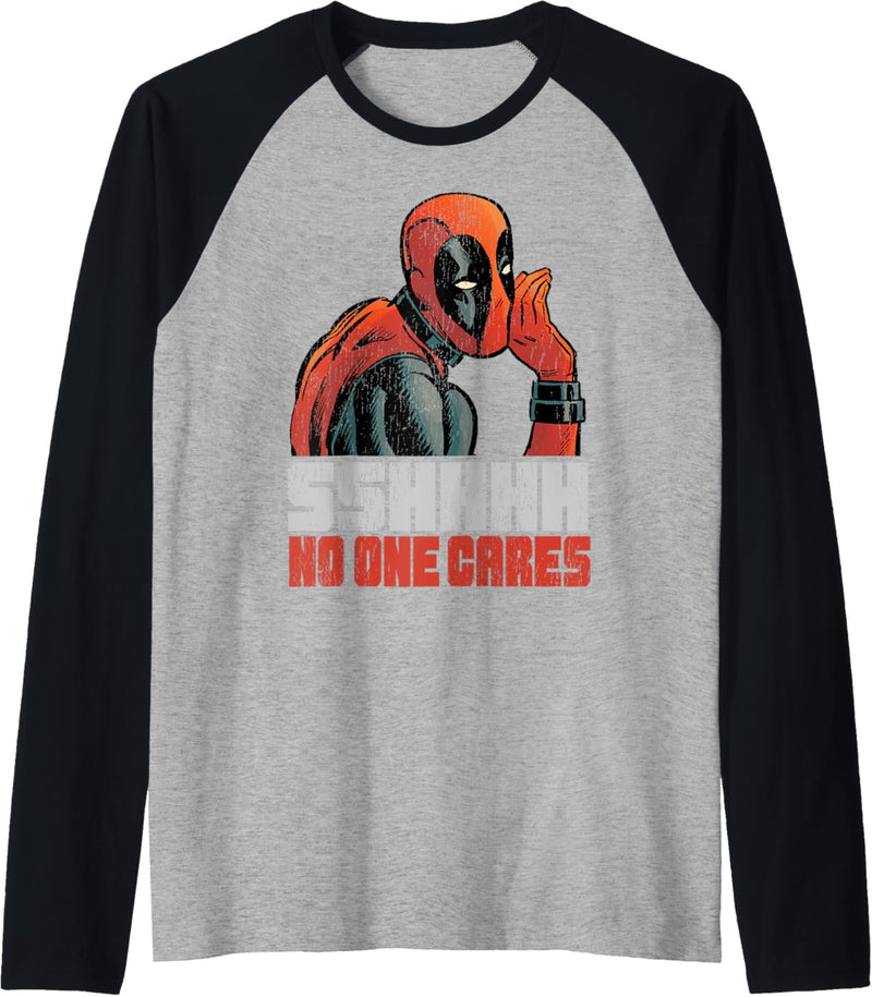 Marvel Deadpool SSHHHH No One Cares Whisper Raglan