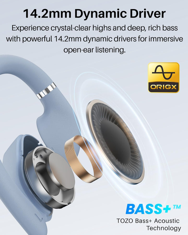 TOZO OpenWear Kabellose Bluetooth-Kopfhörer, ENC-Anrufe, 14,2mm Treiber, 38 Std Wiedergabe,LED-Anzei