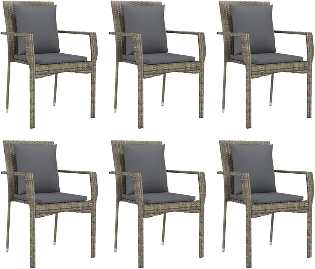 Festnight 7 teilig Garten Sitzgruppe Poly Rattan Gartenmöbel Set 6 Personen Essgruppe Gartentisch mi