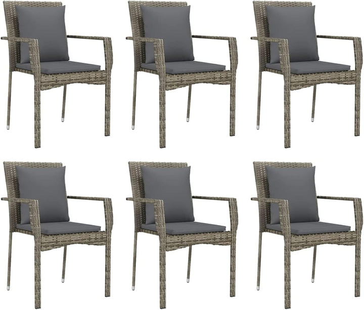 Festnight 7 teilig Garten Sitzgruppe Poly Rattan Gartenmöbel Set 6 Personen Essgruppe Gartentisch mi