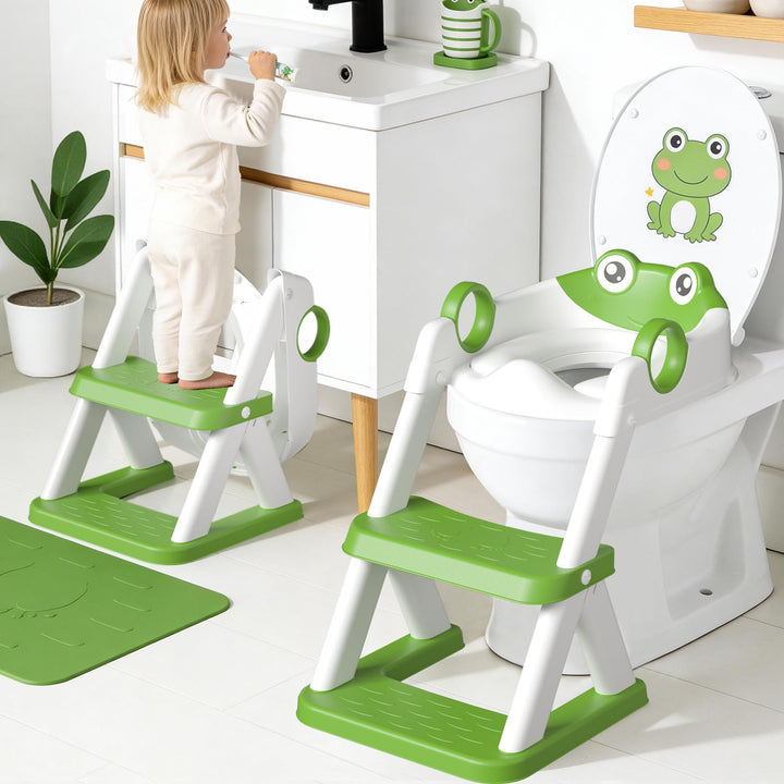 COOSEYA Frosch Kinder Toilettensitz, Toilettentrainer Toilettensitz für Kleinkinder, Upgrade Toilett