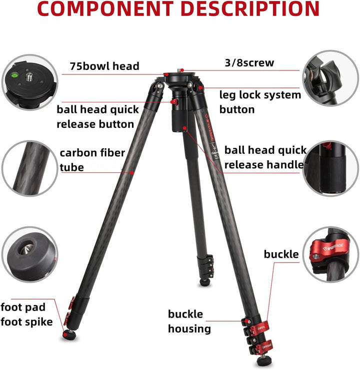 IFOOTAGE Gazelle TC9 Kamerastative,Kamera Stativ,Fotostativ,Stativ Kamera Flexibel,Basic-Einbeinstat