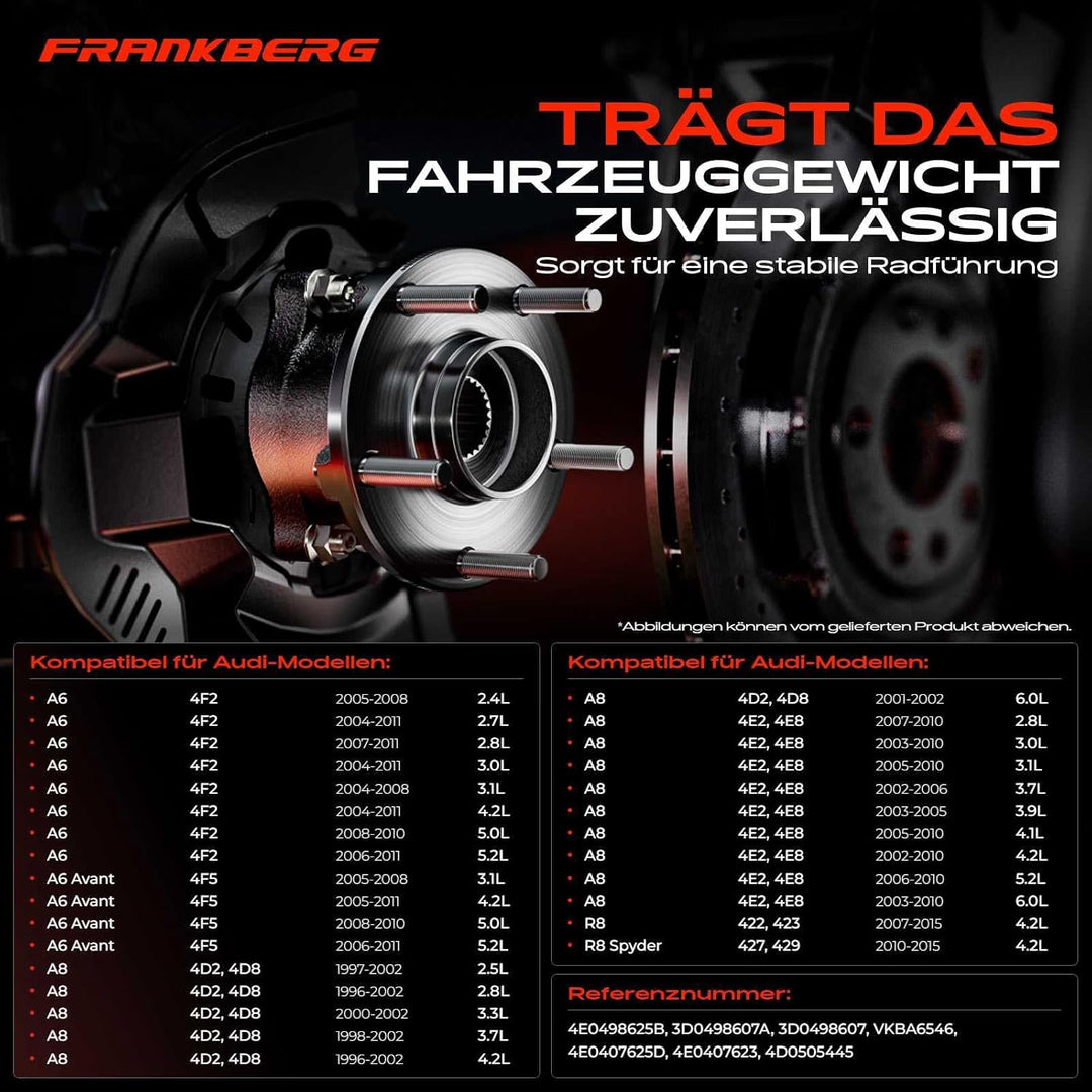Frankberg 2x Radnabe Radlagersatz Vorne oder Hinten für A6 4F2 C6 A6 Allroad 4FH C6 A6 Avant 4F5 C6