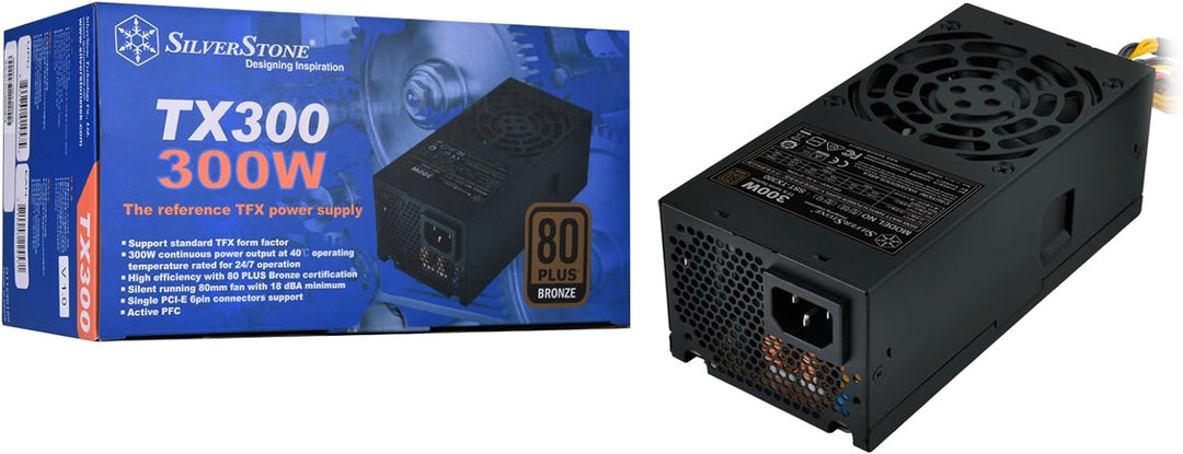 SilverStone SST-TX300 - TFX Serie, 300W 80 Plus Bronze geräuscharmes PC-Netzteil mit 80mm-Lüfter