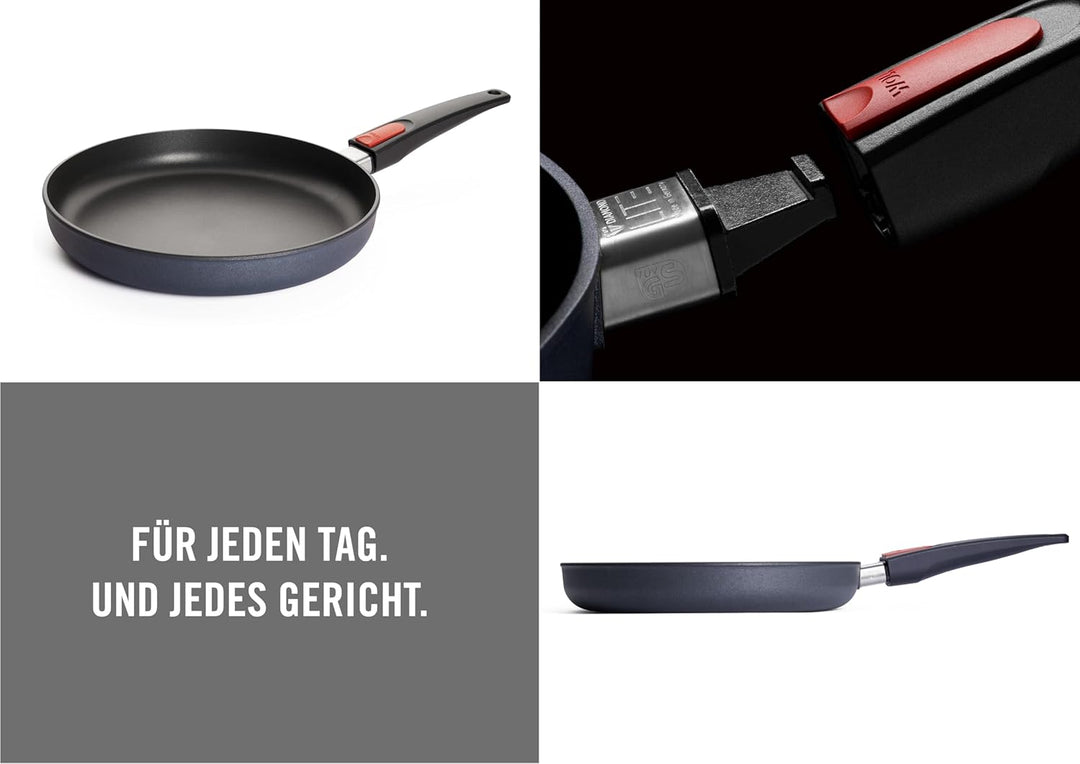 Woll Diamond Lite Flachpfanne - Induktiv -, Ø 28 cm, 5 cm hoch, mit abnehmbarem Stiel - Geeignet für