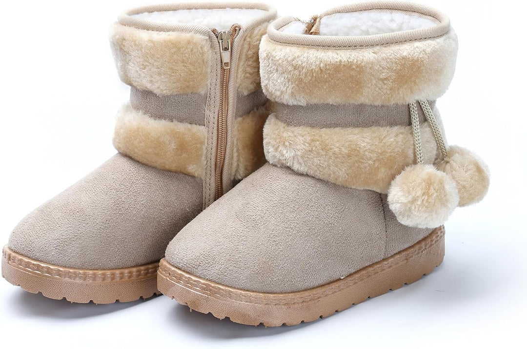 Yeeteepot Mädchen Warm Gefütterte Schneestiefel Baby Kinder Plüsch Winterstiefel Flach rutschfeste S