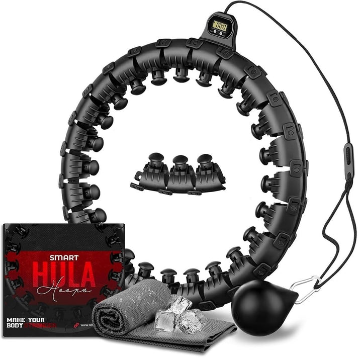 Smart Hula-Hoop, gewichteter Hula-Hoop, verstellbar, für Fitnessübungen, gewichtet, 27 abnehmbare Kn