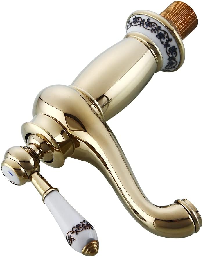 Retro Wasserhahn Gold Bad Waschtischarmatur Messing,Einhebelmischer Waschbecken Armatur mit Wasserle